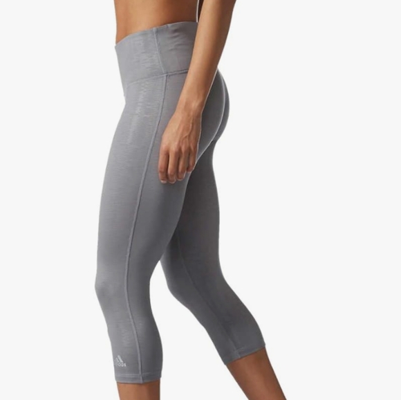 Adidas Climate Ultimate Mid-rise 3/4 Gray Crop Leggings - Picture 3 of 11